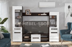 Мебель для гостиной МГС 6 (Исполнение 1/Венге/Белый глянец) в Чернолучинском - chernoluchinskij.katalogmebeli.com | фото